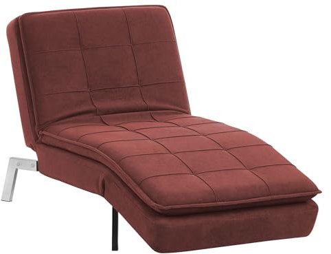 Beliani Chaiselongue Stoffbezug rot verstellbar gesteppt Stahlgestell Récamiere Loiret