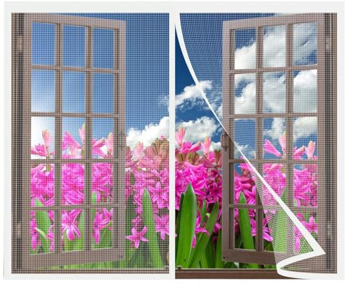 Magnet Fliegengitter Fenster 185x110cm Balkontür Magnetischer Fliegenvorhang Moskitonetz,Auto geschlossen,faltbar,für Innenhof Eingangs Schlafzimmer tür Weiß