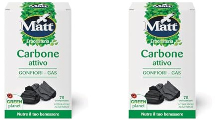 Matt, Carbone Attivo Vegetale, Integratore Alimentare a Base di Carbone Attivo Vegetale, Utile per Contrastare il Gonfiore Addominale, Confezione da 150 Compresse, 37,8 g