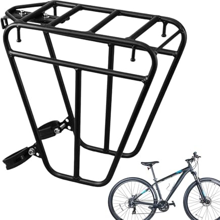 Gepäckträger vorne – Gepäckträger für Touren, 25 kg Kapazität, robuster Stahl-Fahrradgepäckträger für Rennrad