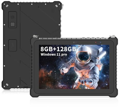 SunKol 10.1 Zoll Wasserdicht Tablet PC Windows 11 Pro IP67 Industrial Tablet PC (N6000 8GB 128GB) WiFi BT4.2 4G Fingerabdruck 500nit GPS Docking Laden Feld Arbeit