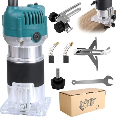 Herramienta para fresar madera de palma, fresadora eléctrica compacta de mano de 800 W con escala, altura ajustable, máquina de tallado y recortado de laminados de madera de 30 000 RPM, herramienta