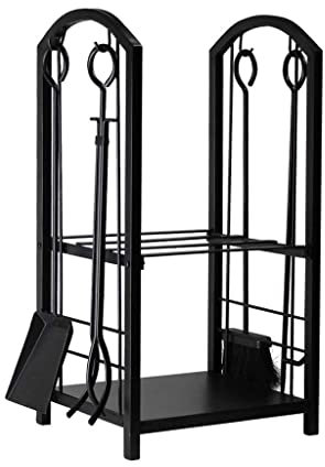 Étagère de rangement pour bois de chauffage en fer noir robuste pour cheminée, étagère multicouche pour la maison, étagère à outils pour organiser le bois de chauffage