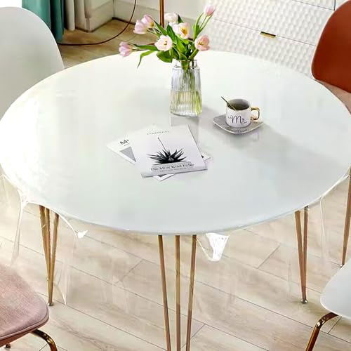 Xmart Transparente Tischdecke 120cm Rund - Wasserdicht, Ölbeständig und Kratzfest PVC für Esstisch im Büro und im Freien - Tischschutz