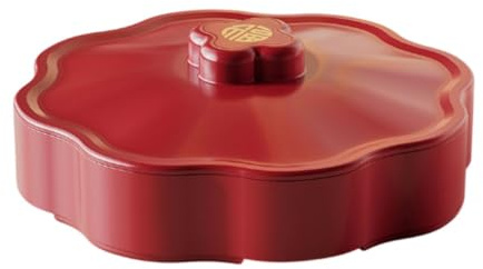 LOVIVER Divided Serving Tray with Lid Snacks Platter Dish Candy Storage Box Snackle Tray for Chinese New Year Kitchen Spring Festival, 1 Tier