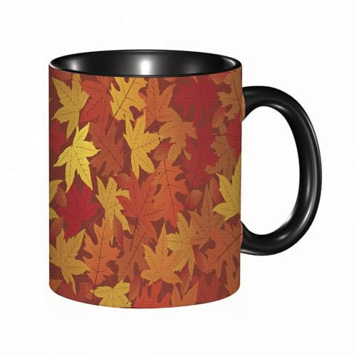 reyawdf Tasse Originale avec Illustration Personnalisée, Feuilles d'érable colorées de saison d'automn,Mug Humour pour Collègue, Cadeau Unique pour Noël, Anniversaire, Retraite, Amis et Famille,330ml