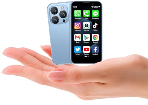 Mini téléphone, mini smartphone pour enfants, écran HD de 3, 2 Go de RAM + 16 Go de ROM, Face ID, petit téléphone portable compact de sauvegarde WiFi pour enfants, bleu