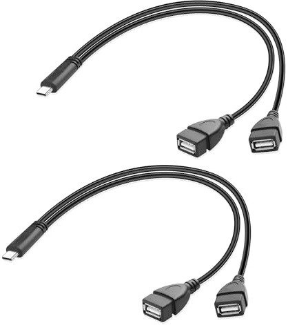 JSADZKJ Câble de charge USB C vers USB A Y Splitter Type C mâle vers double port USB 2.0 femelle Cordon de charge rapide 2 en 1 avec 2 ports USB Type-A pour voiture/ventilateur/téléphone 1FT