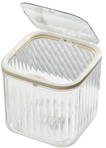 Cubo de basura de escritorio | Cubo de basura con tapa a presión, transparente que ahorra espacio, organizador de cosméticos, cesta de basura para baño, estudio, habitación de estudiante