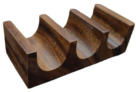 perfk Wooden Tacos Holder Taco Stand Taco Rack Multipurpose Taco Platter Sushi Display for Parties, Triple