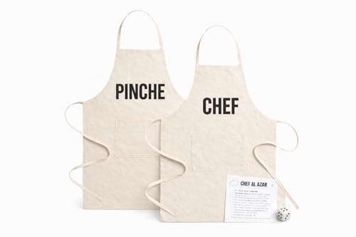 rmventas Pack de 2 Delantales de Cocina Chef y Pinche Divertidos – Delantales de Algodón Ajustables | Regalo Original para Parejas, Amigos y Familias