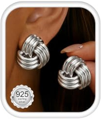 MILACOLATO Ohrringe Silber 925 Stecker Hypoallergen 14K Vergoldete Knoten Tropfen Ohrringe Gold Wasserfest Hängend Chunky Statement Ohrringe Ohrstecker Gold Silber for Damen Mädchen-AS
