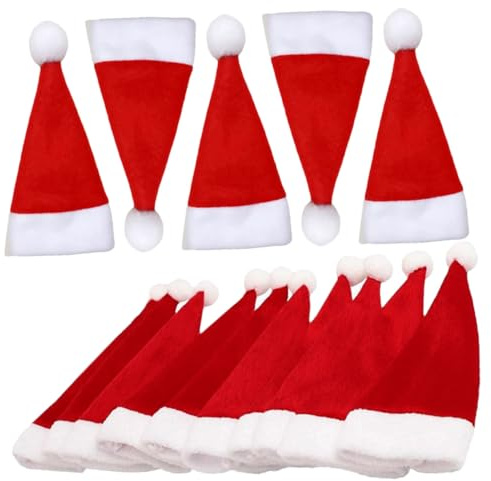Luxshiny 25 Pièces Mini Chapeaux de Père Noël Décoratifs Bonnets de Noël pour Bouteilles de Vin Couverts Décoration de Table