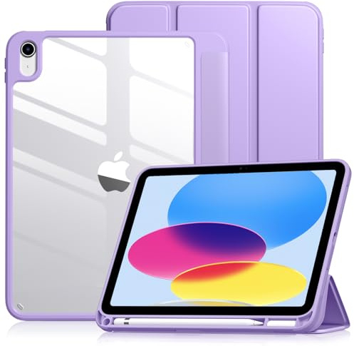 Vobafe Hülle für iPad (A16) 11. 11 Zoll 2025/10 Gen 10.9 2022, Licht Lila | Hart PC Transparent Cover Rückseite Schutzhülle, iPad Hülle mit Stifthalter, Unterstützt Touch ID, Auto Schlafen/Wachen