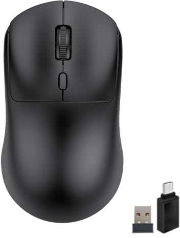 Wowssyo Mouse senza fili Bluetooth, mouse wireless con 800/1200/1600 DPI regolabile, mouse portatile USB 2,4 GHz, mouse ergonomico per computer portatile, PC, iOS, Android, iPad, Windows – Nero