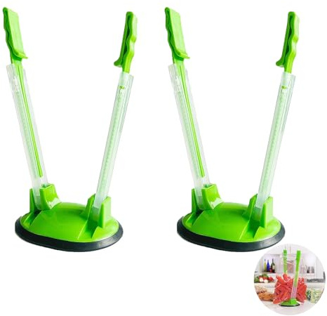 CUWERFO 2 PCS Baggy Racks, Freezer Bag Holder Stand, Bag Holders for Meal Prep, Food Storage Bags Clips Stands, Food Bag Holder Stand, for Plastic Bags(Green)