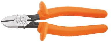 Klein Tools D220-7-INS Pliers, Insulated Diagonal Cutting Pliers with 1000V Rated Grips, 7-Inch