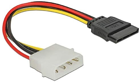 Delock Stromkabel 60100 SATA HDD 15 Pin > 4 Pin Stecker – gerade, Buchse-Stecker, 0,12 m