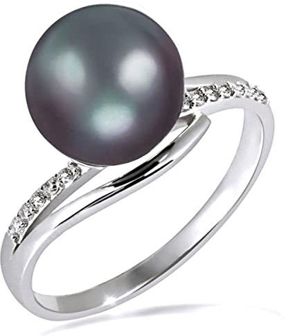 Goldmaid Damen-Ring Tahiti Perls 585 Weißgold 13 Diamanten 0,12 ct. 1 Tahiti Perle Gr. 58 Pe R5739WG58 Brillanten Diamantring Verlobung