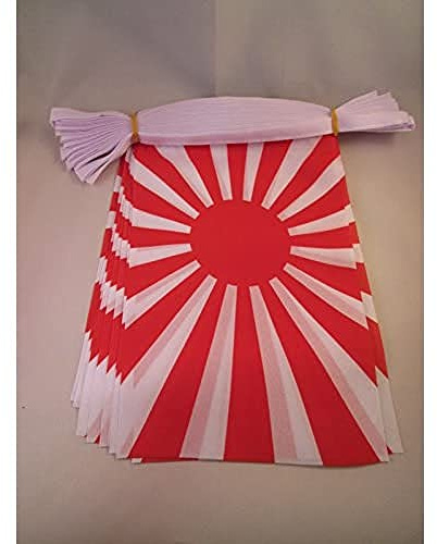 AZ FLAG Festone Giappone WWI 6 m 20 bandiere Poliestere Leggero 21x15 cm | Uso interno ed esterno ghirlanda di bandiere giapponese di guerra bandiere cucite su nastro rinforzato