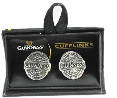 Guinness etikett manschettknappar antik silverfärg (storlek: En storlek)