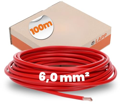 Lapp 4520044 H07V-K 6 mm² Einzelader Rot - Flexible PVC Kupferlitze | Installationsleitung als Meterware für Schaltschrank und Maschinen - Feindrähtige Aderleitung für 450/750V Spannung