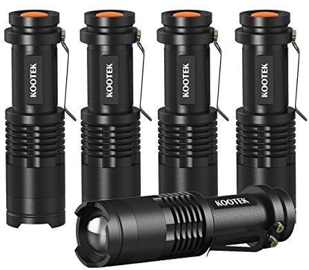 Kootek 5 Pack Mini LED Flashlights Adjustable Focus Pocket Pen Flashlight