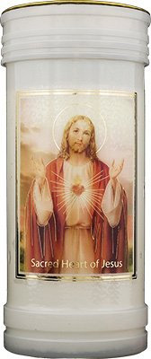 Prayer to The Sacred Heart 72 Hour Burn Candle Saint Catholic 15cm White