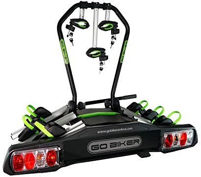 GO BIKER Fahrradträger für 2 und 4 Elektrofahrräder und Standardfahrräder - Kapazität 60 kg - Diebstahlsicherung - klappbar - Kippfunktion - Pilot 6 Funktionen - E-Bike (Speed 3)