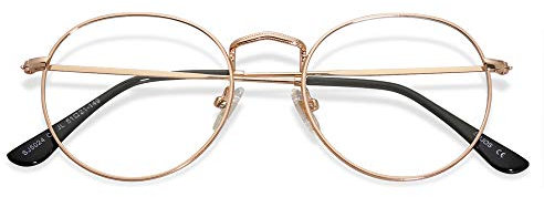 SOJOS Occhiali Anti Luce Blu Rotondi Vintage Occhiali da Vista per Donna SJ5024 (C3 Oro Rosa Telaio/ Lente anti-blu)