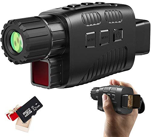 Chasse Monoculaire Vision Nocturne Numérique 4X Grossissement 200m Plage de Vision avec 1.5 TFT LCD Infrarouge Caméra Caméscope Enregistreur Prendre Photos et Vidéos avec Carte Mémoire 32G