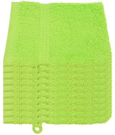 Julie Julsen® Bio Waschhandschuh-Set, 10 Waschhandschuhe in 32 Farben erhältlich weich und saugstark Apfelgrün 15x21 cm
