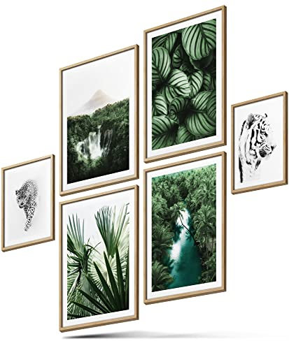 Blckart Ensemble d'affiches de rêves exotiques Tableaux muraux imprimés des deux côtés Thèmes de la nature tropicale et du tigre Idéal pour la décoration Grande taille : 4 A3 2 A4 sans cadre