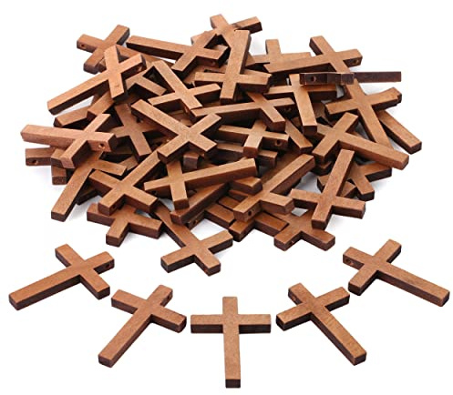 Mr. Pen - Confezione da 50 piccole croci in legno, 3,1 x 4,4 cm, ideali per artigianato, ciondoli a forma di croce