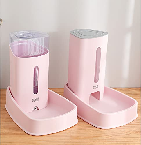 WM Dog Food Dispenser, Naturally Automatic Pet Food Feeder, 3.8L Dry Food Dispenser for Dogs & Cats. (Pink)