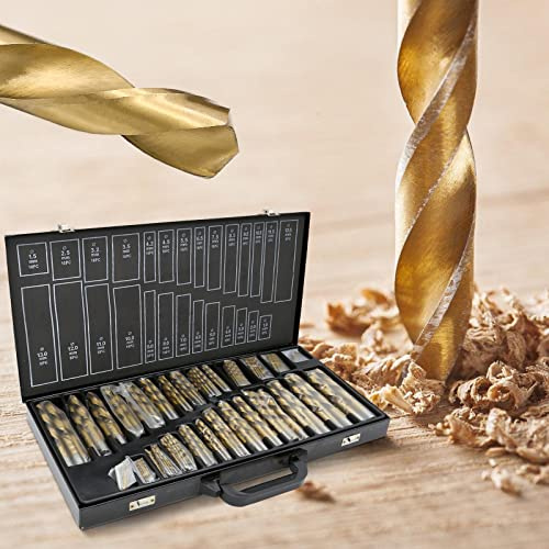 Izrielar Juego de brocas profesionales para metal 230 piezas DIN 338 para plástico madera aluminio, acero sin alear, 1-13 mm, 118°, surtido de brocas para metal HSS lijadas