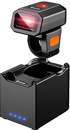 Eyoyo 1D Bluetooth Ring Barcode-Scanner mit drahtlosen Ladedock, schnelles und genaues Scannen, tragbare Mini-tragbare 1D-Hände frei Inventar-Fingerbar-Code-Reader