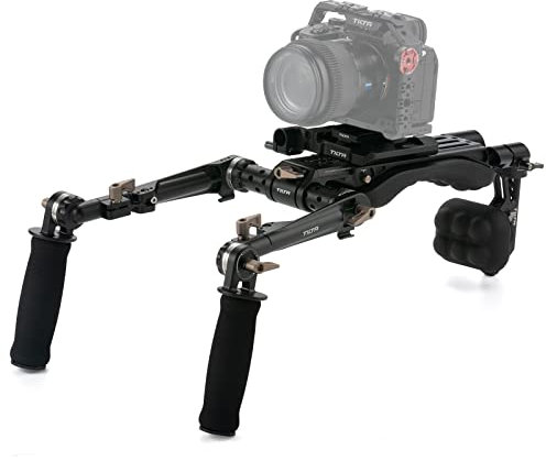 Tilta Lightweight Shoulder Rig per il kit del sistema di produzione video DSLR, con piastra a sgancio rapido ARCA Manfrotto Dual Baseplate Impugnatura regolabile a rosetta TA-LSR-B