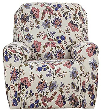 Highdi 4 Stück Stretchhusse für Relaxsessel Komplett Sesselschoner, 1-Sitzer Stretch Relaxsessel Bezüge Elastisch Sesselbezug für Fernsehsessel Liege Sessel Relaxstuhl (Elegante Blume)