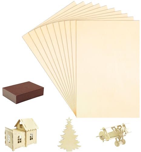 Belle Vous 10er Pack Sperrholz 2mm Holz zum Basteln - 20 x 30 cm - Unbearbeitetes Brandmalerei Holz DIY Holz Basteln - Holz zum Gravieren, Laserschneiden, Malen, Laubsägearbeiten & Brandmalerei