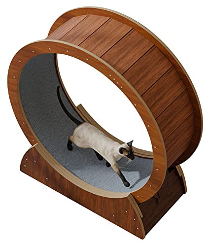 ZIMGOD Katzenlaufrad Katzenlaufrad Laufband Braun, Anti-Quetsch-Katzenlaufrad für Wohnungskatzen, Kleines/Mittleres/Großes Laufrad für Katzen, 4 Größenoptionen (Size : 110cm/43.3)