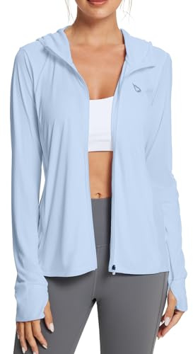 baleaf Women's SPF Jacket Sun Shirt UV Protection Hoodie Zip Up Long Sleeve Hooded Summer Clothing Running Hiking Kentucky Blue M