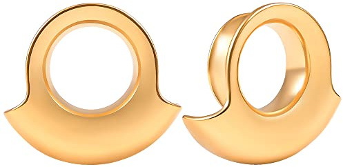 Vankula Tunnel per orecchio, 1 paio di Saddles Flesh Plugs triangolari, in acciaio inox, per uomo e donna, da 8 mm a 19 mm, 12mm(1/2), Metallo