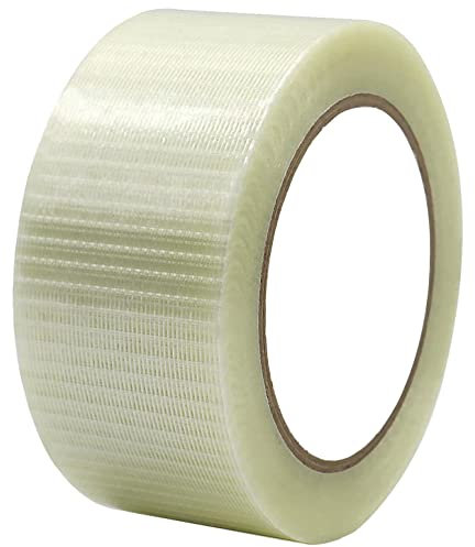 GTIWUNG Ruban Adhésif en Fibre de Verre - Renforcement et Cerclage, Bande Renforcée, Armé, Filament d'Emballage - 5cm x 50m, Transparent