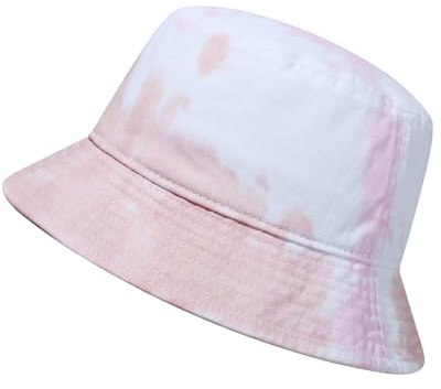 GADIEMKENSD Cotton Bucket Hat for Women Summer Beach Sun Protection Bucket Hats for Men Trendy Portable Outdoor Travel Hat for Golf Hiking Fishing Camping Pink Tie-dye