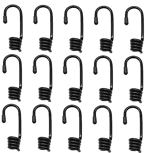 CEEYSEE 16 Pezzi Ganci a Spirale per Corda Elastica per Funi di Espansione con Diametro di 8 mm Ganci in Acciaio Plastificato per Auto,Barche,Camion, Moto, Biciclette,Teloni (Nero THG)