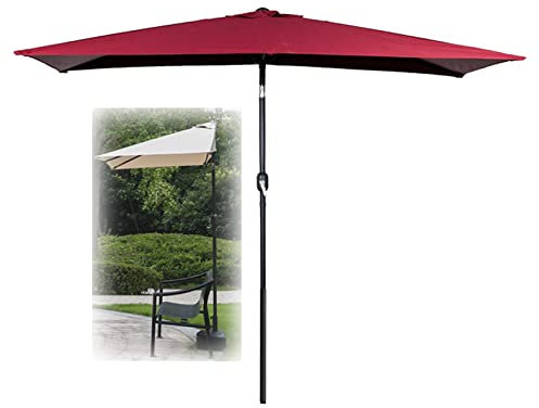 Garten-Sonnenschirm für den Außenbereich, halber Regenschirm, Polyester-Markise mit Kurbel, halber rechteckiger Marktgarten-Sonnenschirm, Wandschirm, 250 x 130 cm, 200 x 100 cm, für Gartente