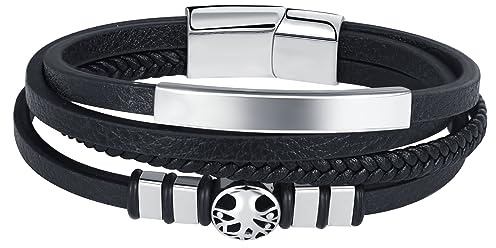 Feilok Lebensbaum Armband Herren Armreif Wickelarmband Manschette Lederarmband für Männer Geflochtenes Armband mit Magnetverschluss