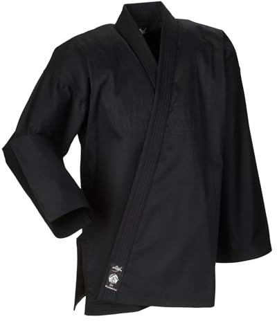 Ju-Sports Element Jacke schwarz slim cut 180 I Judoanzug Kinder & für Erwachsene I Judogi aus langlebigem Mischgewebe I Doppelt verstärkter Schulter- & Brustbereich