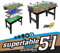 Sport1 Supertable Mini 5-in-1 Kickertisch Tischfußball 97,5 x 48 x 69 cm Mehrzweck-Hauskicker: 3 vs 3, Tischtennis, Hockey, Billard, Curling. Komplett mit Zubehör.